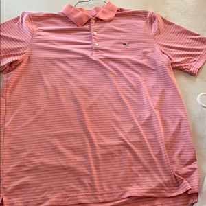Pink striped vineyard vines polo